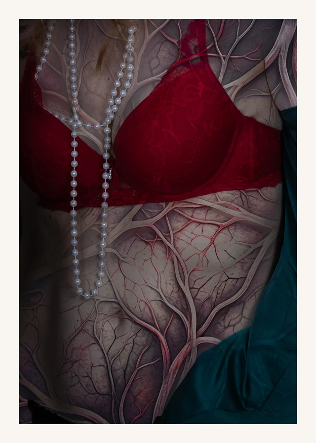 Sediment – eine fotografische Arbeit von SENSUUM mit überlagerten Körper- und Gefäßstrukturen.