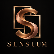 SENSUUM-Logo: kupfernes S mit Galerierahmen